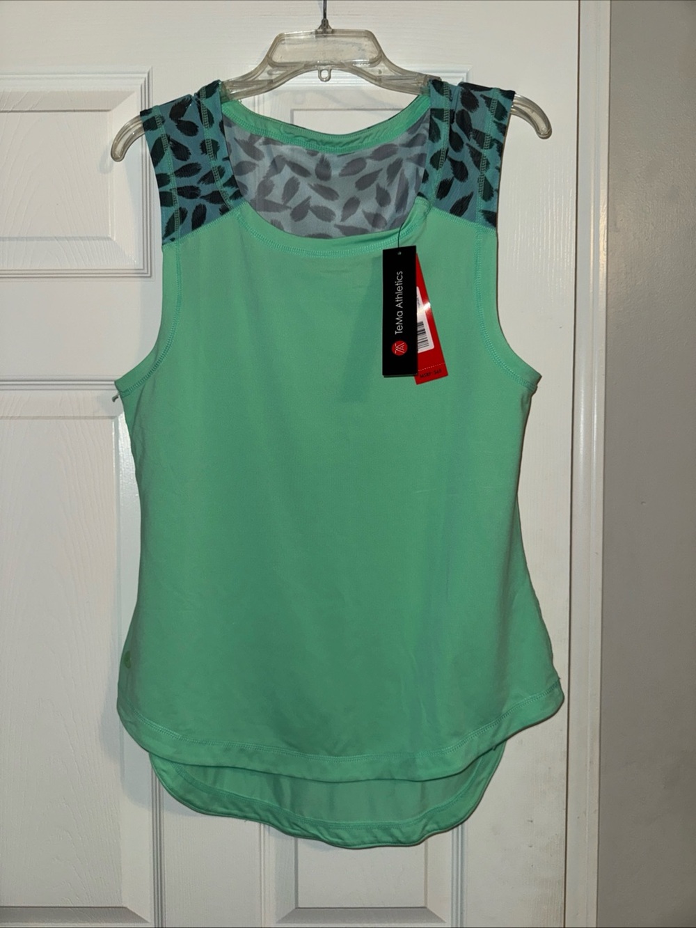 Mint Green Sleeveless Mesh-Yoke Tank